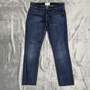Current/Elliott The Skinny Campus Jeans Womens 27 Blue Dark Wash Cropped Raw Hem